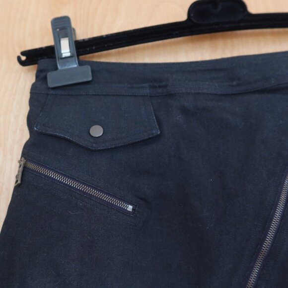 Tomas Maier black denim asymmetrical zipper mini skirt size 2 Italy 100% cotton - Picture 6 of 16